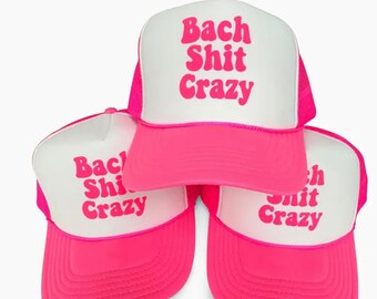Bach Shit Crazy Hats, Bach Shit Crazy Puff Print Trucker Hat, Bach Shit Crazy Caps