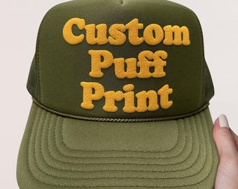 Personalized Puff Print Trucker Hat, Custom Foam Trucker Hat, Custom Baseball Cap, Custom Cap, Unisex Foam Trucker Hat, 3D Puff Print