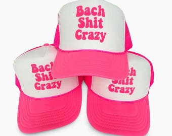 Bach Shit Crazy Hats, Bach Shit Crazy Puff Print Trucker Hat, Bach Shit Crazy Caps