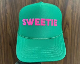 Sweetie Trucker Hats, Sweetie Puff Print Hat, Sweetie Caps