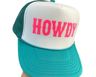 Howdy Puff Print Trucker Hat, Howdy Hat, Howdy Caps