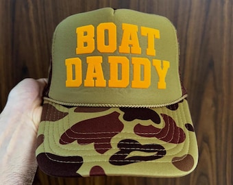 Boat Daddy Trucker Hat, Boat Daddy Puff Print Hat, Boat Daddy Caps