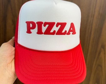 Pizza Trucker Hats, Pizza Puff Print Hats, Pizza Caps