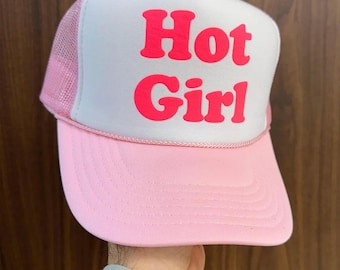 Hot Girl Puff Print Trucker Hat, Hot Girl Caps, Hot Girl Hats
