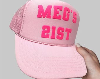Custom Birthday Puff Print Trucker Hat, Birthday 3D Puff Print Hat, Personalized Birthday Hat
