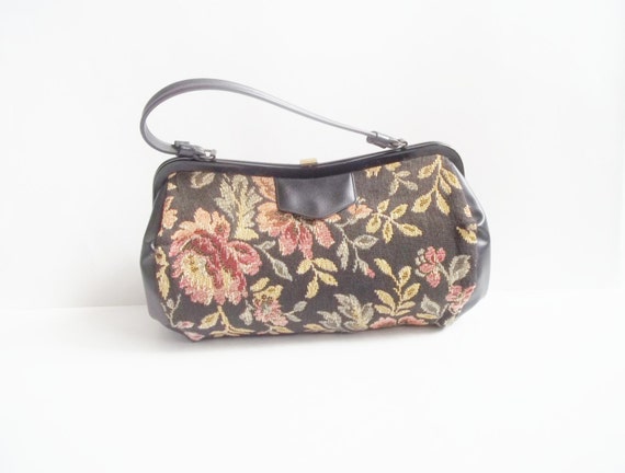 Vintage 1950s Needle Point Tapestry Carpet Bag Purse Etsy Ireland