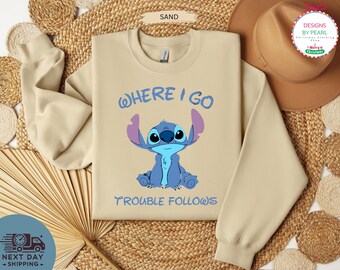 Where I Go Trouble Follows Shirt, Funny Couple Tee, Trouble Tee, Disney Trip Tee, Couple Matching Shirts, Disney Mr And Mrs Shirt, Cute Gift