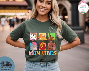 Retro Disney Character Mom Vibes Shirt,Duchess, Perdita, Mrs. Potts, Helen Parr, Mrs. Jumbo T-shirt, Disney Mom Shirt, Disneyland Mom Shirt