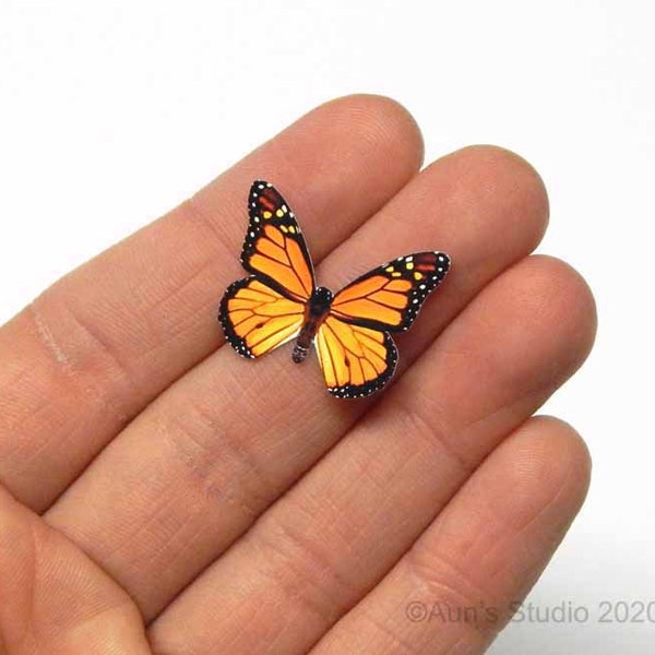 10 Mini Paper Butterflies, Realistic 1 inch Paper Butterflies - Monarch Butterflies