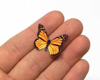 10 Mini Paper Butterflies, Realistic 1 inch Paper Butterflies - Monarch Butterflies