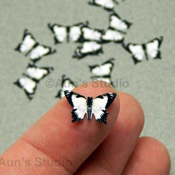 Tiny black and white paper butterflies, 10 pieces