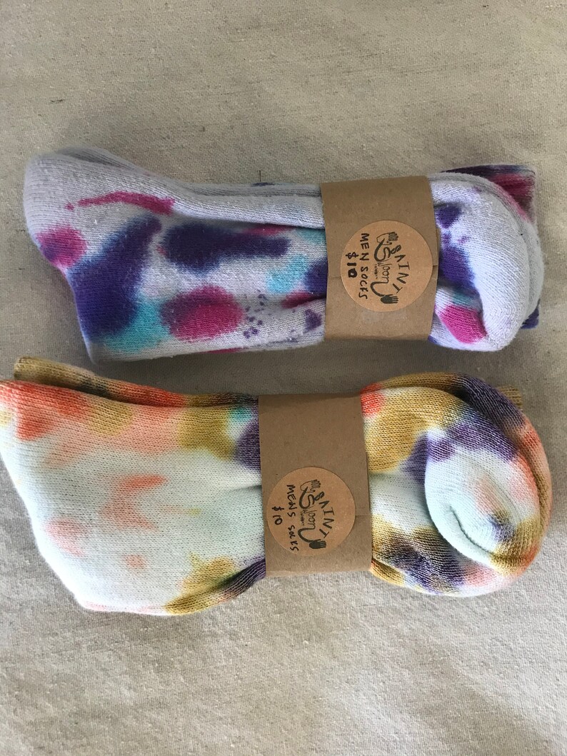Set of 2 Men/'s Tie Dye Crew Socks
