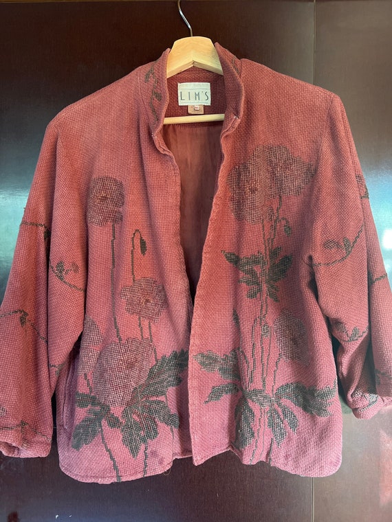 Over-dyed cross stitch jacket