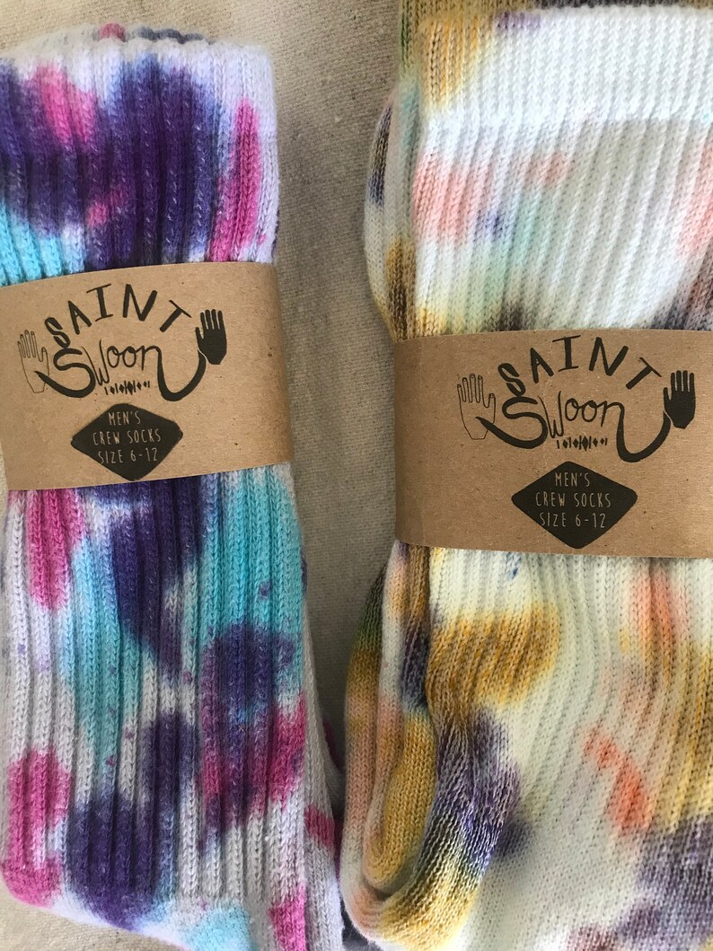 Set of 2 Men/'s Tie Dye Crew Socks