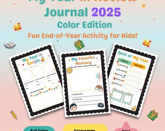 Kids Year in Review Journal 2025 | Reflection, Gratitude (Printable PDF)