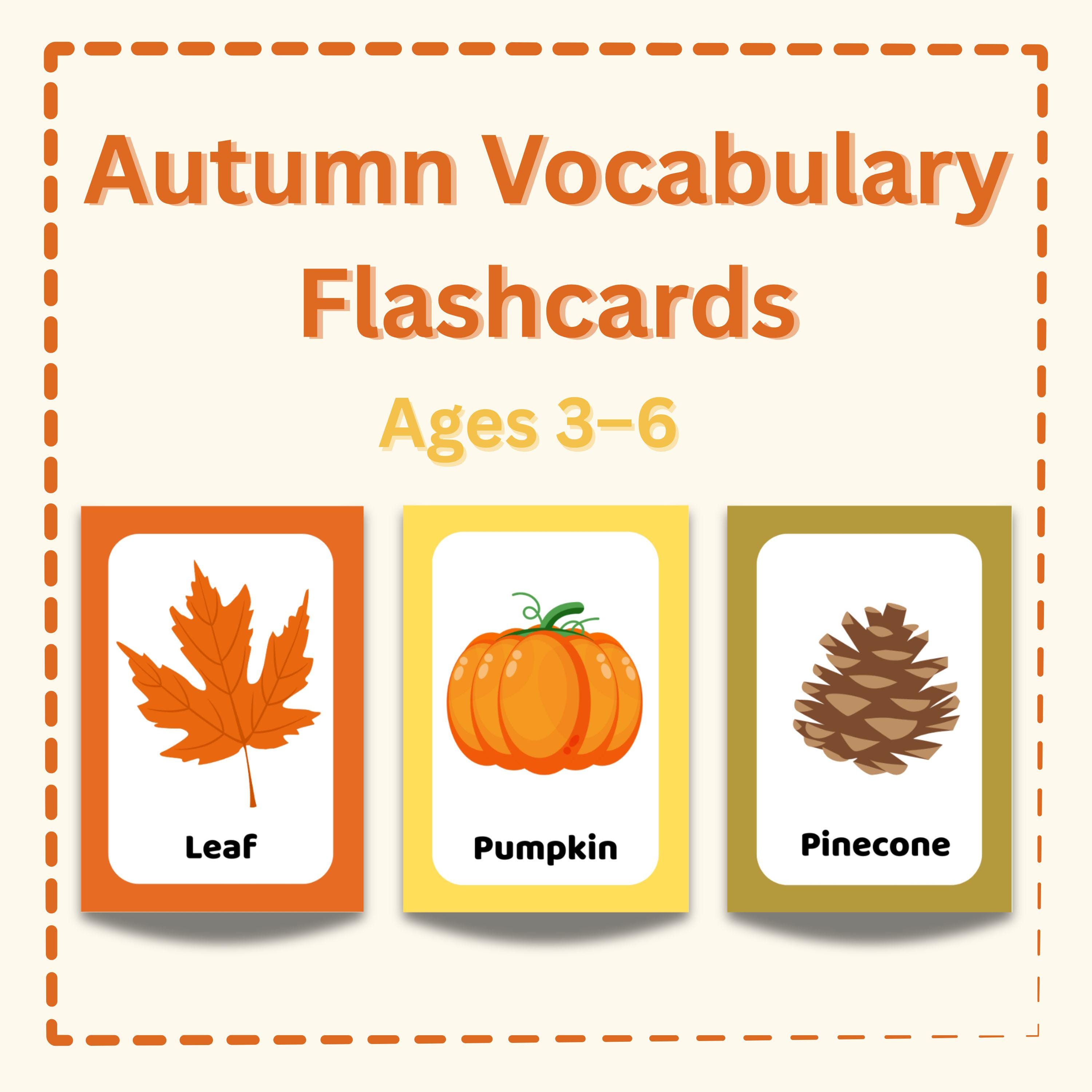 Autumn Vocabulary Flashcards for Kids | Fall Preschool Printable Cards ...