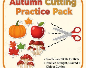 Autumn Scissor Skills Activity: Fall Cutting Practice for Kids (PDF Download A4/US Letter