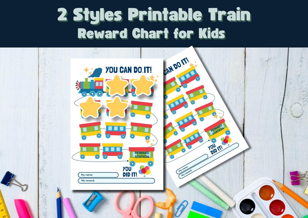 Train Reward Chart: Bright & Pastel Colors - Toddler Behavior Tracker ...