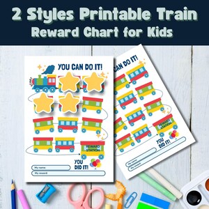 Tabla de recompensas de trenes imprimible para niños / 2 estilos: brillante y pastel / Seguimiento de comportamiento en PDF (tamaño A4 y carta) / Tabla de motivación para niños pequeños