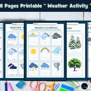 Atividades meteorológicas para imprimir para crianças – 6 planilhas divertidas para pré-escola e jardim de infância | Baixar PDF em formato A4 e US Letter