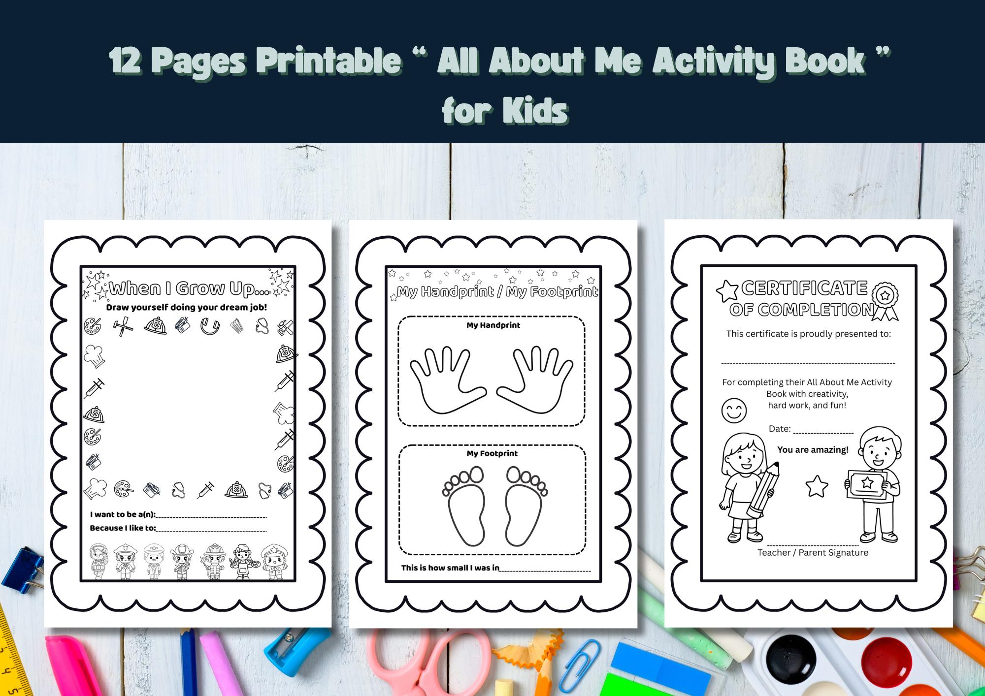 All About Me Activity Book | Back to School Printable Worksheets for ...