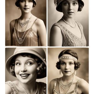 Chicas flapper y damas elegantes del período art déco: 40 imágenes descargables en papel tamaño carta para revistas temáticas