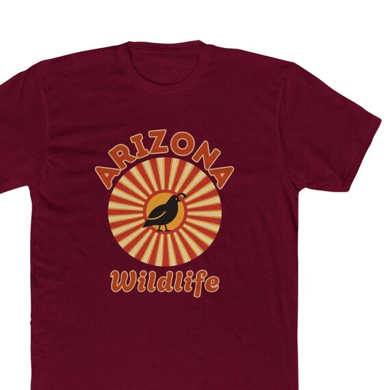 Arizona Wildlife Quail Unisex Cotton Crew Tee Stylized Sun, Shirt