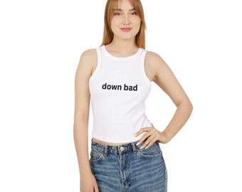 runter bad Racer Tank Top | Minimale Text Grafik