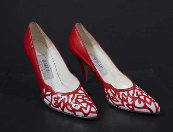 Vintage 1980s Bally Pumps / 80s Bally Italian Red… - image 1