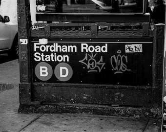 Stacja B/D Fordham Road – wydruk fotografii filmowej 35 mm, sztuka ścienna w Nowym Jorku