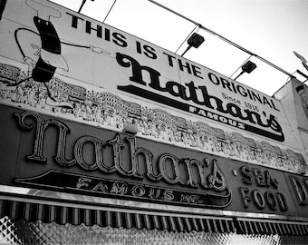 Nathan's Famous Hot Dogs, Coney Island - 35mm Film Photography Print, NYC Wall Art