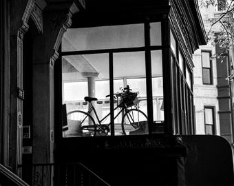 Bike in Brooklyn Window - 35mm Film Photography Print, NYC Wall Art