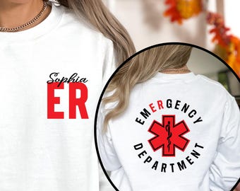 Personalized ER Sweatshirt, Emergency Department, ER Nurse Hoodie Crewneck