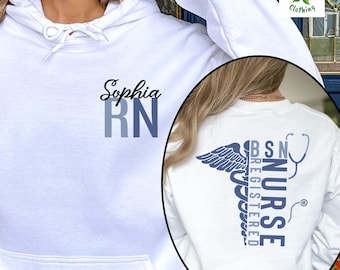 Personalized BSN RN Nurse Sweatshirt, Graduation Gift, Board Certification Hoodie