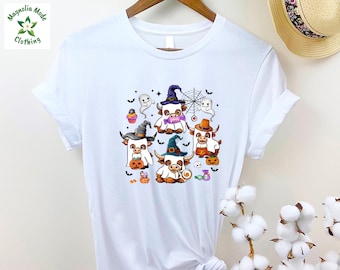 Ghost Highland Cow Shirt, Halloween Shirt, Highland Cow Tee, Cow Lover Gift, Cute Ghost Shirt, Spooky Cow, Cow Lover