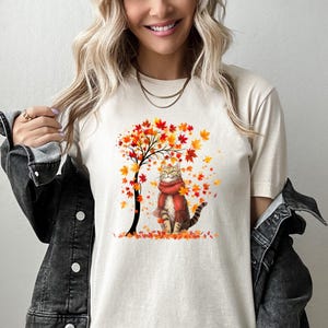 Cat Autumn Leaves Shirt, Funny Thanksgiving Cat Lover Apparel