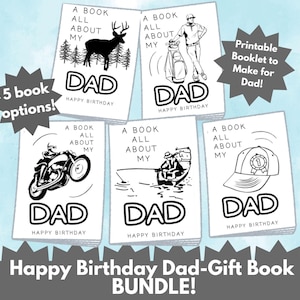 Dad Birthday Printable Gift from Kids - Booklet with All About Dad, Handprint Craft, Coloring Pages, & More - Bundle of Assorted Designs