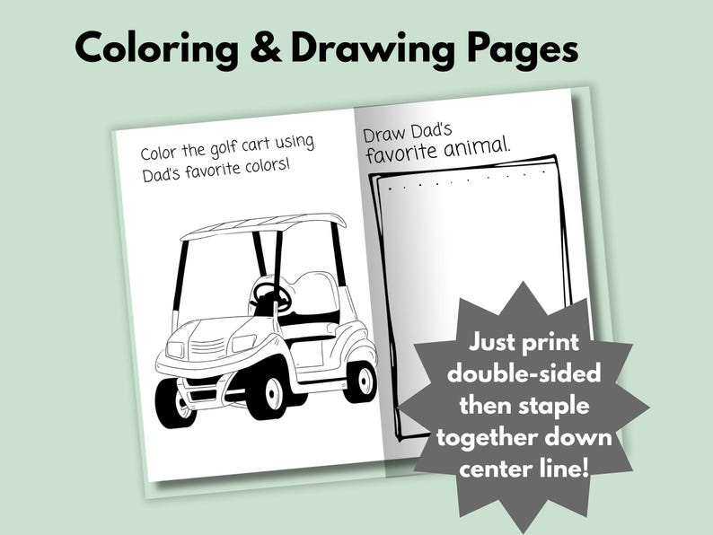 Staple Color Pages Kids Printable Father's Day Gift - Booklet With All About Dad ...