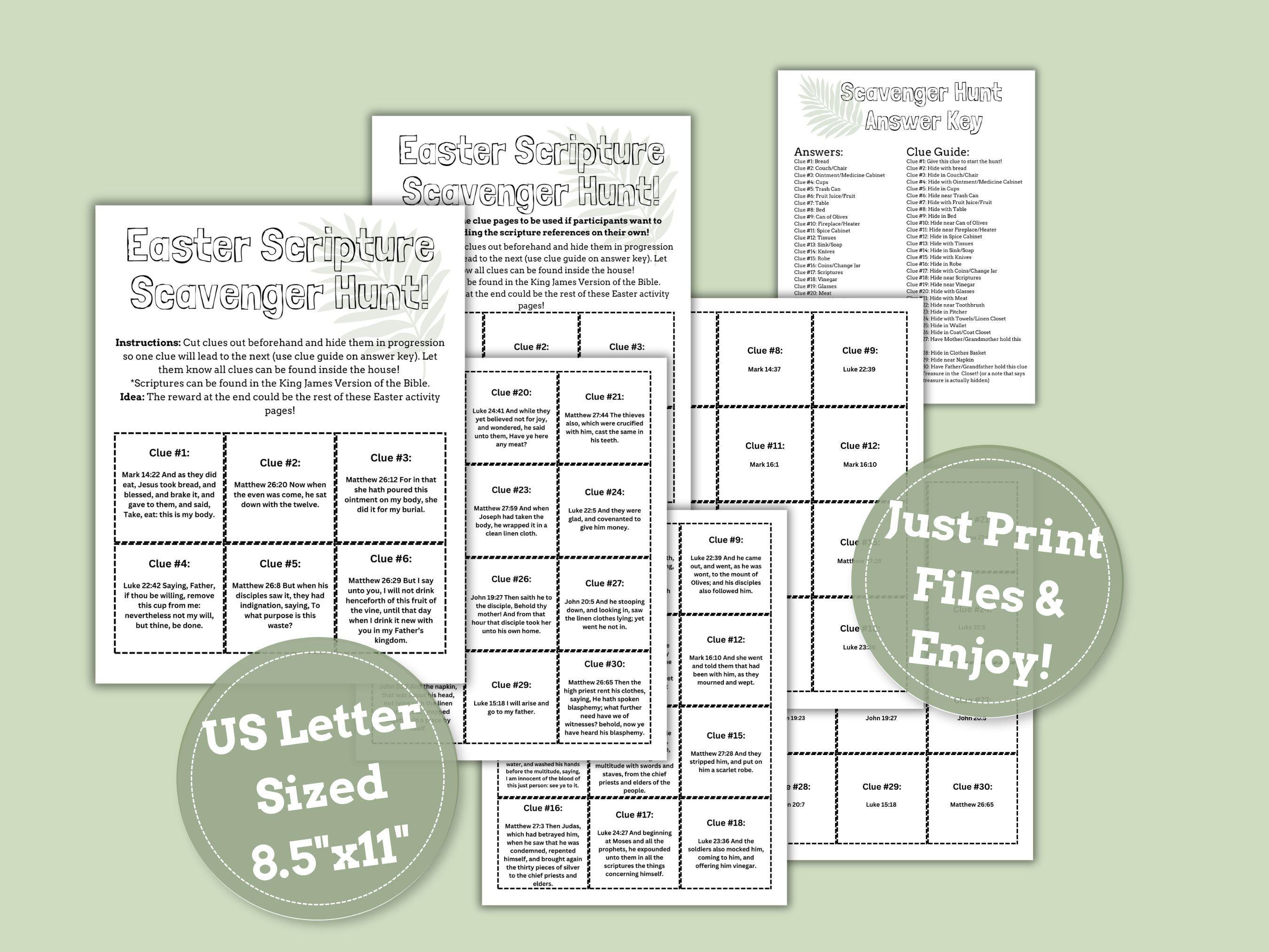 Easter Bible Scavenger Hunt | Religious Easter Scripture Game ...
