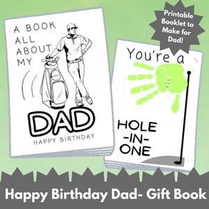 Dad Birthday Printable Gift from Kids - Booklet with All About Dad, Handprint Craft, Coloring Pages, & More - Golf Dad Design - Keepsake
