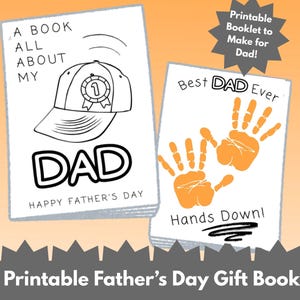 Cadeau imprimable pour la fête des pères pour les enfants - Livret avec Tout sur papa, travaux manuels d'empreintes de main, pages à colorier, lettre à papa et plus - Conçu pour tous les papas