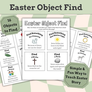Easter Story Activity for Kids- Christian Easter Object Find/Scavenger Hunt for Young Children- Use as Sunday School or Family Activity