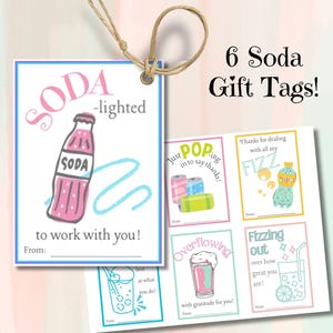 Soda Pop Gift Tags Printable Set, Co-Worker or Friend Appreciation Gift Tags, Thank You, Printable Label, Digital Download