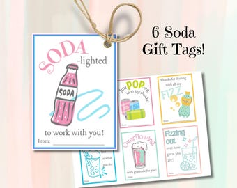 Etichette regalo per bibite gassate, set stampabile, etichette regalo di apprezzamento per colleghi o amici, grazie, etichetta stampabile, download digitale