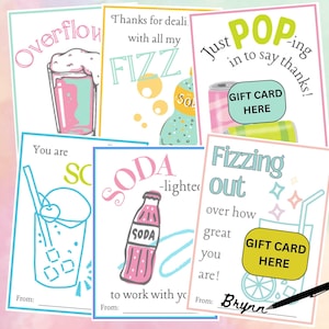 Printable Co-worker Appreciation Gift Card Holder, Soda Pop Shop Gift Card Holder, Thank You Co-Worker Gift Card