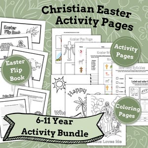 Christian Easter Activity Pages for Kids 6-11 Years Old - Coloring Pages, Easter Flip Book & More Fun Learning Activities