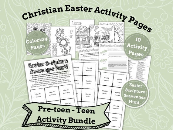 Christian Easter Activity Pages for Pre-Teens & Teens - Coloring Pages, Easter Scripture Scavenger Hunt and More