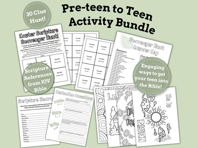 printable Easter activities for pre-teens to teens