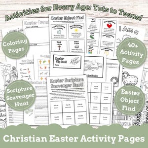 Christian Easter Activity Pages Bundle- Activities for Every Age- Including Easter Scripture Scavenger Hunt, Coloring Pages, and More!