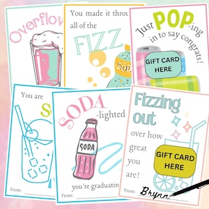 Printable Graduation Gift Card Holder, Soda Pop Shop Gift Card Holder, Gift for Grad, High School Graduate, College Graduate